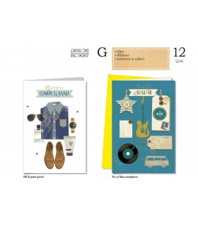 Biglietto CROMO COMPLEANNO MASCHILE CONF. 12 PZ. ASSORTITI