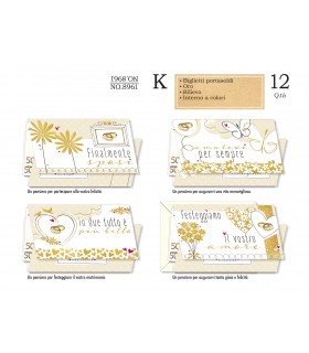 Biglietto CROMO NOZZE CON TASCA PORTASOLDI CONF. 12 PZ. ASSORTITI