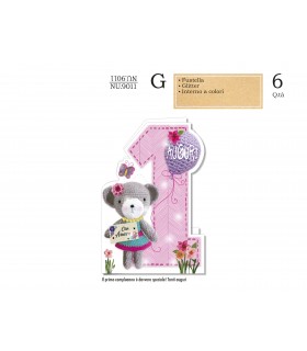 Biglietti CROMO BUON COMPLEANNO BAMBINA 1 ANNO CONF. 6 pz.