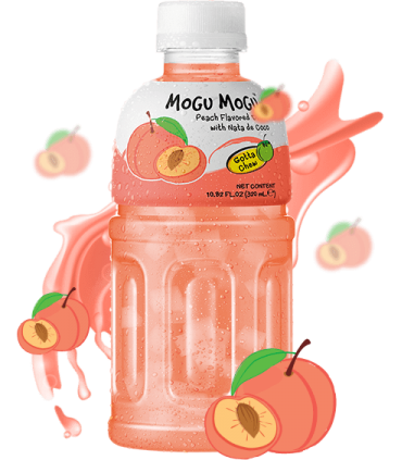 BEVANDA MOGU MOGU AL GUSTO PESCA E NATA DE COCCO CON PEZZI DI FRUTTA  BOTTIGLIA DA 320ML CONF. 6 PZ.