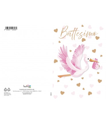 BIGLIETTO MARPIMAR BATTESIMO PORTASOLDI BAMBINA con foil oro CONF. 12 PZ. ASSORTITI