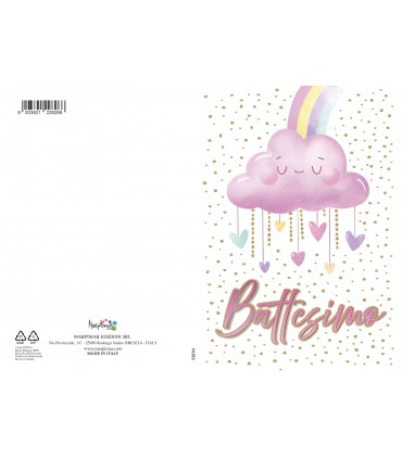 BIGLIETTO MARPIMAR BATTESIMO PORTASOLDI BAMBINA con foil oro CONF. 12 PZ. ASSORTITI