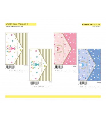Biglietto Marpimar COMUNIONE PORTASOLDI CON FOIL ORO CONF. 12 PZ. ASSORTITI