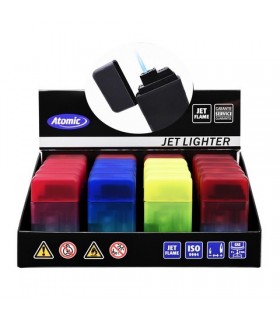Accendino ELETTRONICO ATOMIC  AT-Square Jet 2-Tone Rubber Turbo conf. 20 pz. assortito con 4 colori