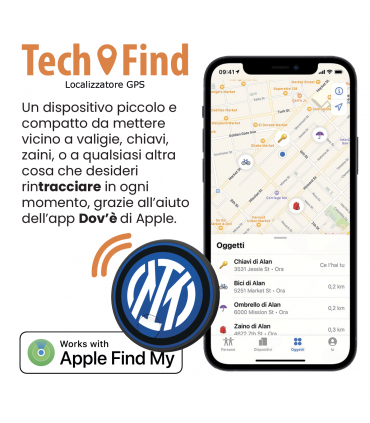 LOCALIZZATORE GPS TECH FIND CON LICENZA APPLE UFFICIALE  F.C. INTER CON GANCIO PORTACHIAVI