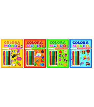 EDICART COLORA IL MONDO CON 6 PENNARELLI GIOCA E IMPARA CON LIBRICINI da 25 Pagine assortiti come da foto