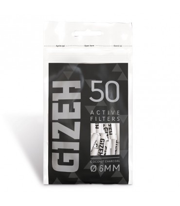 Filtri Gizeh 6mm AL carbone attivo IN BUSTA  conf. 10PZ. DA 50 FILTRI (ogni filtro può essere usato anche 3 volte! )