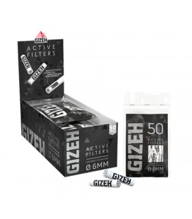 Filtri Gizeh 6mm AL carbone attivo IN BUSTA  conf. 10PZ. DA 50 FILTRI (ogni filtro può essere usato anche 3 volte! )
