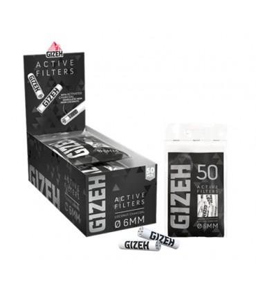 Filtri Gizeh 6mm AL carbone attivo IN BUSTA  conf. 10PZ. DA 50 FILTRI (ogni filtro può essere usato anche 3 volte! )