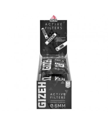 Filtri Gizeh 6mm AL carbone attivo IN BUSTA  conf. 10PZ. DA 50 FILTRI (ogni filtro può essere usato anche 3 volte! )