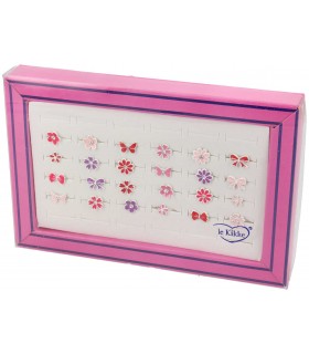 Anelli Bimba Le Kikke assortiti in 3 Modelli Expo a forma di Cuore da 24 pz.