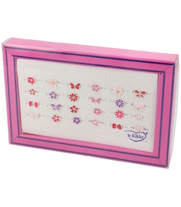 Anelli Bimba Le Kikke assortiti in 3 Modelli Expo a forma di Cuore da 24 pz.