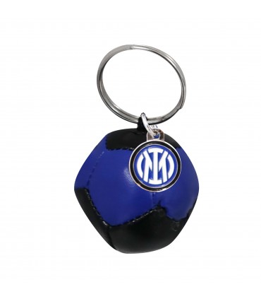 PORTACHIAVI SIMILPELLE A FORMA DI PALLONE IMBOTTITO F.C. INTER CON PIASTRINA