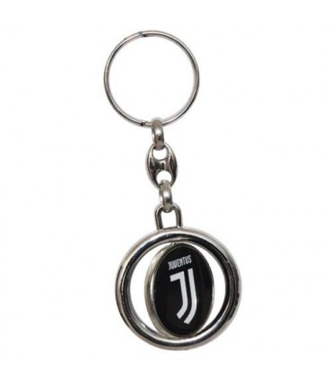 Portachiavi in Metallo con Piastrina Logo Girevole Juventus