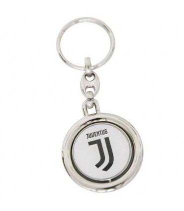 Portachiavi in Metallo con Piastrina Logo Girevole Juventus