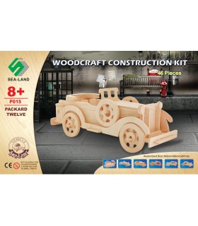 Puzzle 3D 46 PEZZI PACKARD TWELVE PRETAGLIATO IN LEGNO FACILE DA MONTARE SENZA COLLA CON DESIGN ACCATTIVANTE