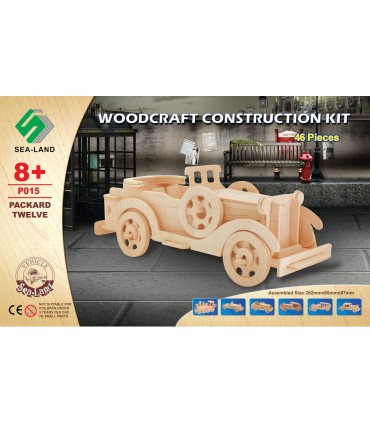 Puzzle 3D 46 PEZZI PACKARD TWELVE PRETAGLIATO IN LEGNO FACILE DA MONTARE SENZA COLLA CON DESIGN ACCATTIVANTE