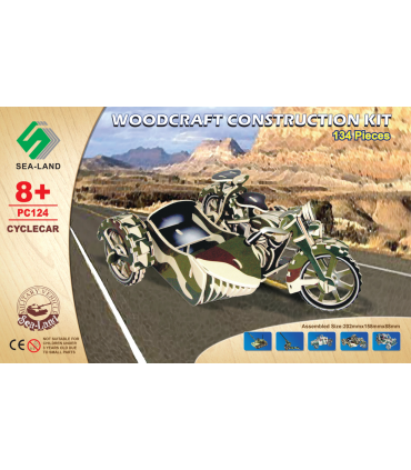 Puzzle 3D CYCLECAR 134 PEZZI  PRETAGLIATO IN LEGNO FACILE DA MONTARE SENZA COLLA CON DESIGN ACCATTIVANTE