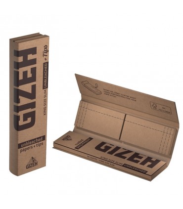 Cartina GIZEH UNBLEACHED KS SLIM + filtro in carta con chiusura magnetica conf. da 26 blocchetti