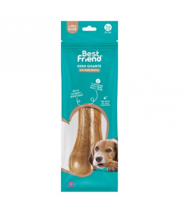 BEST FRIEND - OSSO GIGANTE 1 PZ - CM 22 CON ALTO TENORE PROTEICO CON CALCIO PER OSSA E DENTI FORTI IN PELLE BOVINA