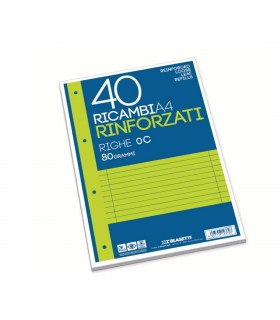Ricambi Rinforzati Blasetti A4 con rigo 0C con margine gr.80 fogli 40