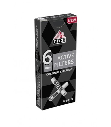 Filtri Gizeh 6mm AL carbone attivo IN SCATOLINA conf.  20 PZ. DA 10 FILTRI (si possono usare piu' volte)