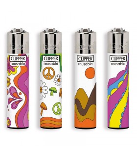 Accendino Clipper LARGE HIPPIE LANDSCAPE conf. 48 pz. assortito con 4 grafiche