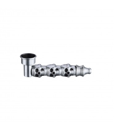 Pipette champ skull in metallo e vetro L.8 cm. Expo da 12 pz. colori assortiti