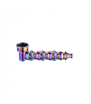 Pipette champ skull in metallo e vetro L.8 cm. Expo da 12 pz. colori assortiti