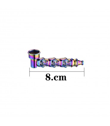 Pipette champ skull in metallo e vetro L.8 cm. Expo da 12 pz. colori assortiti