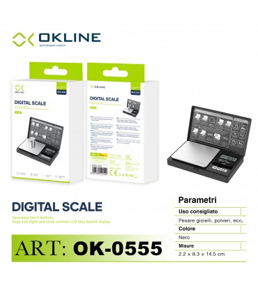 Mini Bilancia Digitale OKLINE di Precisione 200g/0.01g in scatola DISPLAY LCD RETROILLUMINATO