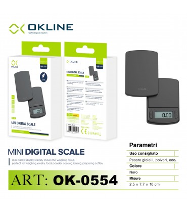 Mini Bilancia Digitale OKLINE di Precisione 200g/0.01g in scatola DISPLAY LCD RETROILUMINATO