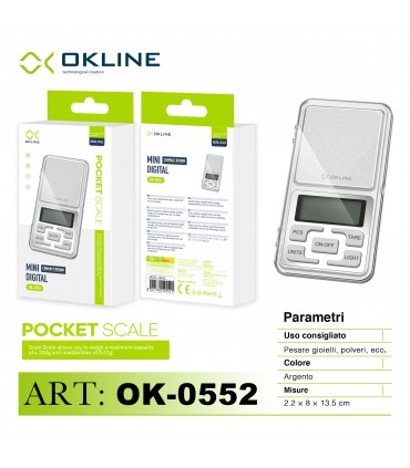 Mini Bilancia Digitale OKLINE di Precisione 200g/0.01g in scatola DISPLAY LCD RETROILLUMINATO