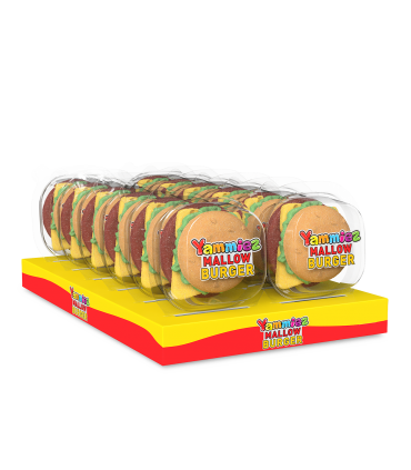 YAMMIEZ MALLOW Burger XL, Caramelle Gommose a Forma di Hamburger DA 50 Gr. Display 12PZ