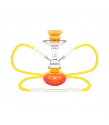 Narghilè ATOMIC Hookah MATCHING IN VETRO 2 tubo H.25 cm colore ARANCIO CONFEZIONATO IN SCATOLA DA REGALO