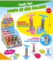 POMPA AD ARIA BALLOON GIOCATTOLO CON 8 PALLONCINI DA GONFIARE ALL'INTERNO CARAMELLE ASSORTITE CONF.12PZ X 3GR