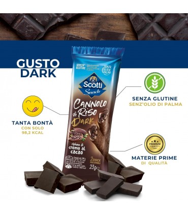 SNACK RISO SCOTTI CANNOLO DI RISO CON CIOCCOLATO FONDENTE 23g. CONF. 24 PZ.
