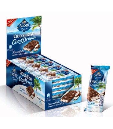 BARRETTA RISO SCOTTI CIOCCO&RISO SOFFIATO AL COCCO DREAM 25g. CONF. 36 PZ.