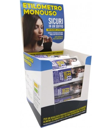 ETILOMETRO MONOUSO CON TASSO ALCOLEMICO PARI A 0.50 EXPO DA BANCO CON 50 PZ.