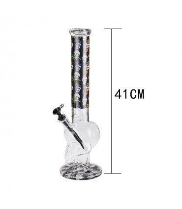 Bong PROF SKULL in vetro trasparente spessore 6mm. H.41 cm confezionato in scatola