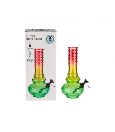 Bong PROF RASTA TRIBUTE In vetro trasparente spessore 6mm. H.26 cm confezionato in scatola