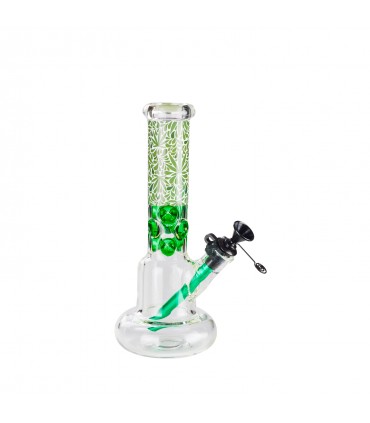 Bong PROF LEAF in vetro trasparente spessore 6mm. H.27cm confezionato in scatola