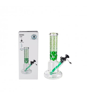Bong PROF LEAF in vetro trasparente spessore 6mm. H.27cm confezionato in scatola