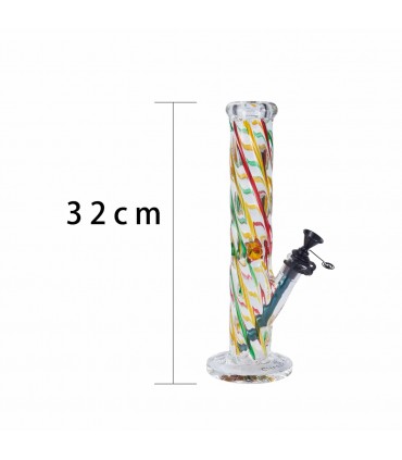 Bong PROF FULLY TWISTED in vetro trasparente spessore 6mm. H.32cm confezionato in scatola