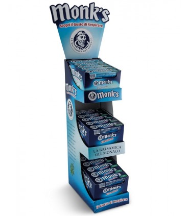 CARAMELLA MONK'S BALSAMICA CLASSICA E EXTRA FORTE 30gr STICK EXPO DA 120 PZ. ASSORTITI