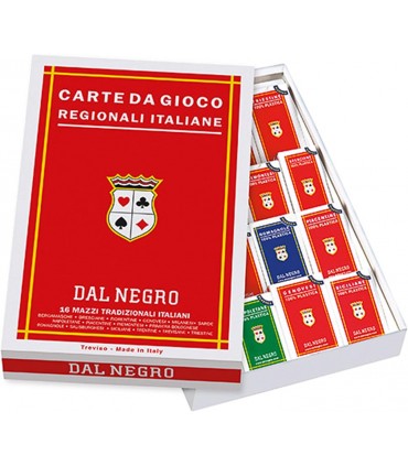 Scatola Dal Negro con 16 Mazzi di Carte Regionali Italiane