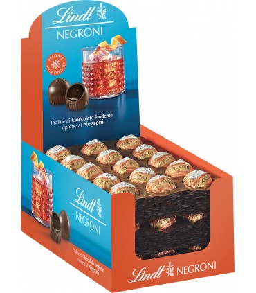 PRALINE LINDT CIOCCOLATO FONDENTE CON RIPIENO LIQUIDO COCKTAIL NEGRONI CONF. 45 PZ. (IN PRENOTAZIONE C/O I PRIMI DI OTTOBRE)