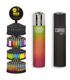 accendino Clipper LARGE MIX Expo Girevole da 192 assortito con 16 grafiche