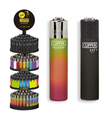 accendino Clipper LARGE MIX Expo Girevole da 192 assortito con 16 grafiche