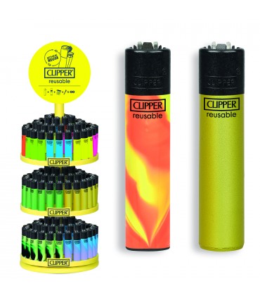 Accendino Clipper LARGE MIX 8 Expo Girevole da 144 pz. assortito con 3 grafiche